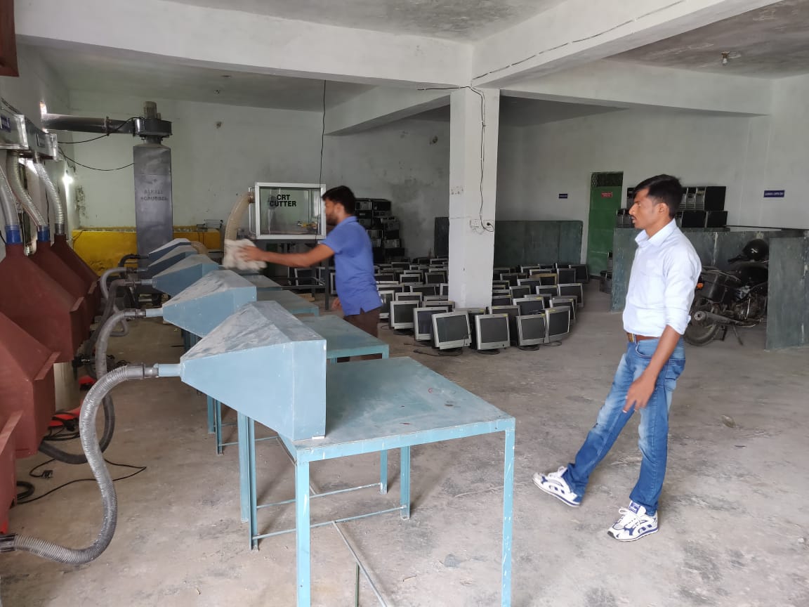 Staff at the recycling facility